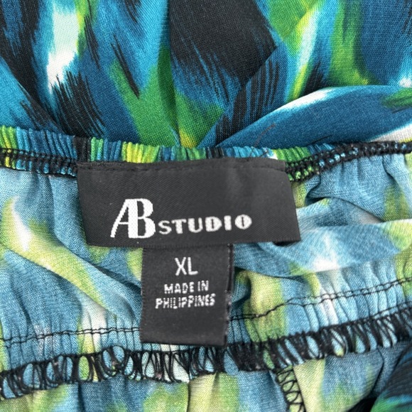 Maxi Dress Women's XL Blue Green Abstract Coastal Casual Mom Vacation ABStudio - Picture 7 of 12